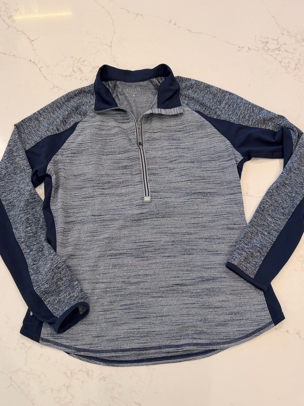 Athleta Womens XL Quarter Zip Pullover Gray Blue Athletic Running Top